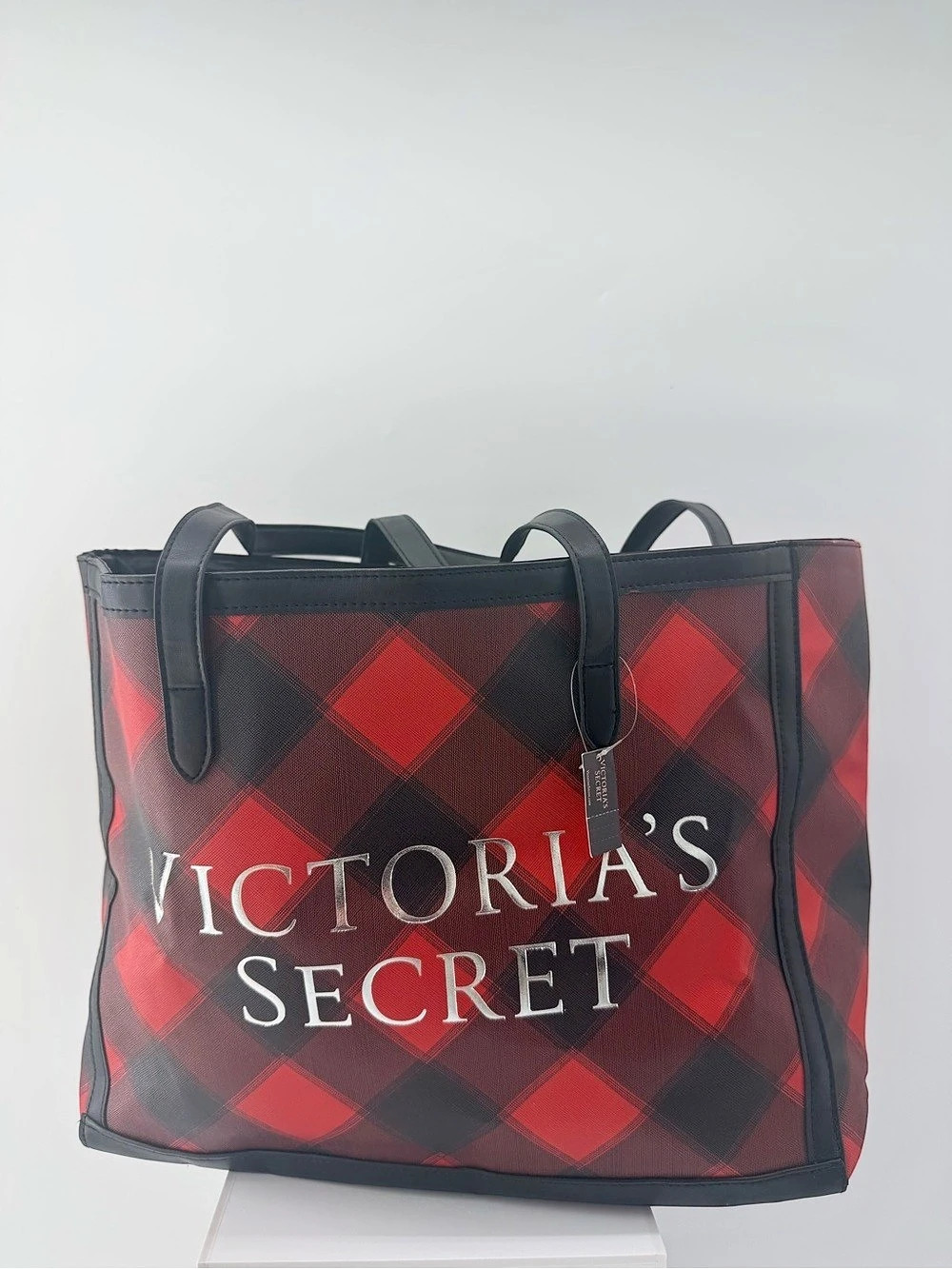 Victoria's Secret Holiday Buffalo Plaid Tote Red & Black